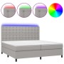 Boxspringbett mit Stoffmatratze und hellgrauer LED 200x200 cm von , Betten und Lattenroste - Ref: Foro24-3135221, Preis: 713,...