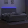 Box spring bed with fabric mattress and light gray LED 200x200 cm by , Beds and slatted bases - Ref: Foro24-3135221, Price: 6...