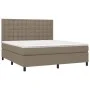 Box spring bed with mattress and LED lights taupe gray fabric 160x200 cm by , Beds and slatted bases - Ref: Foro24-3135209, P...