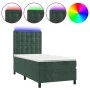 Box spring bed with mattress and LED dark green velvet 90x190 cm by , Beds and slatted bases - Ref: Foro24-3136338, Price: 31...