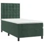 Box spring bed with mattress and LED dark green velvet 90x190 cm by , Beds and slatted bases - Ref: Foro24-3136338, Price: 31...