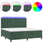 Box spring bed with mattress and LED velvet dark green 200x200cm by , Beds and slatted bases - Ref: Foro24-3136386, Price: 70...