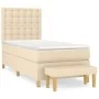 Box spring bed with cream fabric mattress 90x200 cm by , Beds and slatted bases - Ref: Foro24-3137450, Price: 354,83 €, Disco...