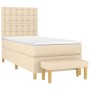 Box spring bed with cream fabric mattress 90x200 cm by , Beds and slatted bases - Ref: Foro24-3137450, Price: 360,73 €, Disco...