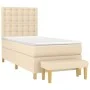 Box spring bed with cream fabric mattress 90x200 cm by , Beds and slatted bases - Ref: Foro24-3137450, Price: 354,83 €, Disco...