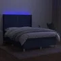 Box spring bed mattress and LED lights blue fabric 140x190 cm by , Beds and slatted bases - Ref: Foro24-3138795, Price: 494,8...