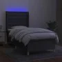 Box spring bed mattress and LED lights dark gray fabric 80x200 cm by , Beds and slatted bases - Ref: Foro24-3139150, Price: 3...