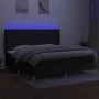 Box spring bed mattress and LED lights black fabric 200x200 cm by , Beds and slatted bases - Ref: Foro24-3139223, Price: 700,...