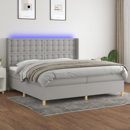 Boxspringbett mit Stoffmatratze und hellgrauer LED 200x200 cm von , Betten und Lattenroste - Ref: Foro24-3139221, Preis: 662,...