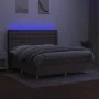 Box spring bed with mattress and LED lights taupe gray fabric 160x200 cm by , Beds and slatted bases - Ref: Foro24-3139209, P...