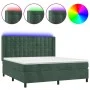 Box spring bed with mattress and LED dark green velvet 180x200cm by , Beds and slatted bases - Ref: Foro24-3139820, Price: 66...