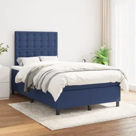 Box spring bed with blue fabric mattress 120x200 cm by , Beds and slatted bases - Ref: Foro24-3142087, Price: 427,17 €, Disco...