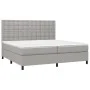 Box spring bed with light gray fabric mattress 200x200 cm by , Beds and slatted bases - Ref: Foro24-3142121, Price: 700,25 €,...