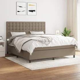 Box spring bed with taupe gray fabric mattress 160x200 cm by , Beds and slatted bases - Ref: Foro24-3142109, Price: 584,82 €,...