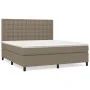 Box spring bed with taupe gray fabric mattress 160x200 cm by , Beds and slatted bases - Ref: Foro24-3142109, Price: 584,82 €,...