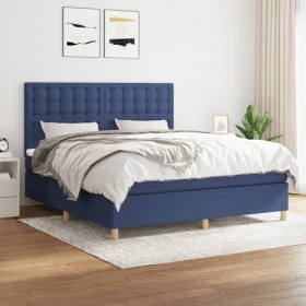 Box spring bed with blue fabric mattress 160x200 cm by , Beds and slatted bases - Ref: Foro24-3142671, Price: 556,55 €, Disco...