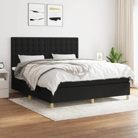 Boxspringbett mit schwarzer Stoffmatratze 160x200 cm von , Betten und Lattenroste - Ref: Foro24-3142667, Preis: 604,46 €, Rab...