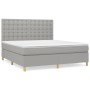 Box spring bed with light gray fabric mattress 160x200 cm by , Beds and slatted bases - Ref: Foro24-3142665, Price: 561,29 €,...