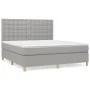 Box spring bed with light gray fabric mattress 160x200 cm by , Beds and slatted bases - Ref: Foro24-3142665, Price: 547,95 €,...