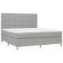 Box spring bed with light gray fabric mattress 160x200 cm by , Beds and slatted bases - Ref: Foro24-3142665, Price: 547,95 €,...
