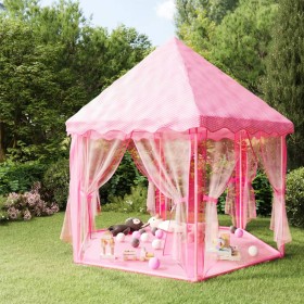 Carpa de juegos de princesa con 250 bolas rosa 133x140 cm