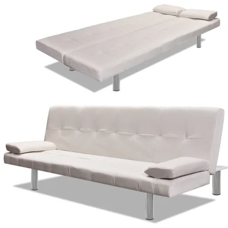 Schlafsofa mit zwei verstellbaren cremefarbenen Kunstlederkissen von vidaXL, Sofas - Ref: Foro24-241723, Preis: 183,04 €, Rab...