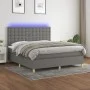 Cama box spring colchón y luces LED tela gris oscuro 160x200 cm de , Camas y somieres - Ref: Foro24-3135766, Precio: 591,16 €...