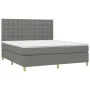 Box spring bed mattress and LED lights dark gray fabric 160x200 cm by , Beds and slatted bases - Ref: Foro24-3135766, Price: ...