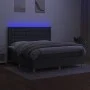 Box spring bed mattress and LED lights dark gray fabric 160x200 cm by , Beds and slatted bases - Ref: Foro24-3135766, Price: ...
