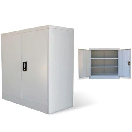 Büroschrank 2 Türen 90 cm grauer Stahl von vidaXL, Aktenschränke - Ref: Foro24-20114, Preis: 189,18 €, Rabatt: %