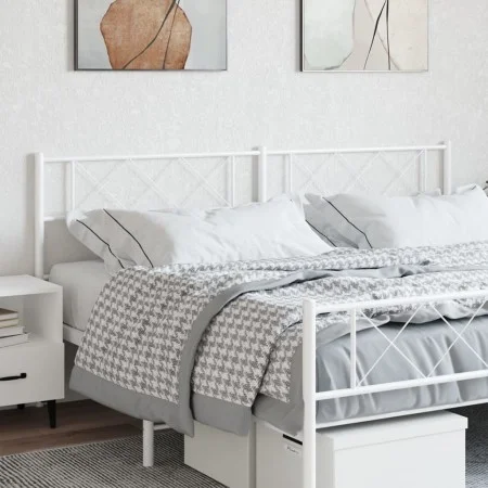 Cabecero de metal blanco 200 cm de , Cabeceros y pies de cama - Ref: Foro24-372364, Precio: 32,15 €, Descuento: %
