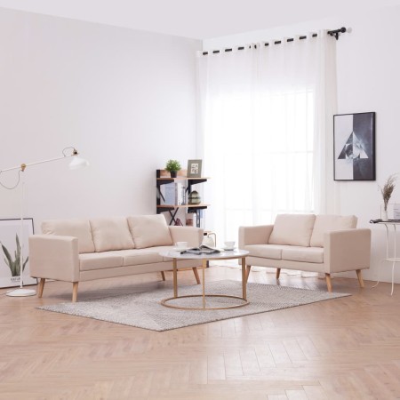 2-piece sofa set in cream fabric by , Sofas - Ref: Foro24-276851, Price: 685,32 €, Discount: %