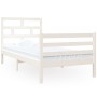 Estructura de cama individual de madera maciza blanco 90x190 cm