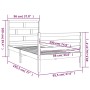 Estructura de cama individual de madera maciza blanco 90x190 cm