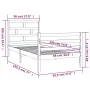 White solid wood single bed frame 90x190 cm by , Beds and slatted bases - Ref: Foro24-3101249, Price: 106,31 €, Discount: %