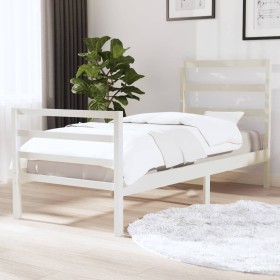 Estructura de cama madera maciza de pino blanco 90x190 cm