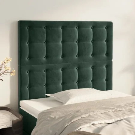 Cabeceros 2 unidades de terciopelo verde oscuro 90x5x78/88 cm de , Cabeceros y pies de cama - Ref: Foro24-3116805, Precio: 64...