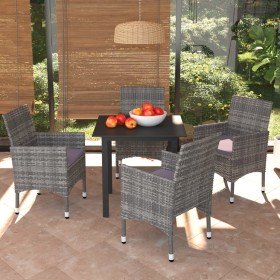 Juego muebles jardín 5 pzas con cojines ratán sintético gris en Conjuntos de jardín | Comprar online en Foro24