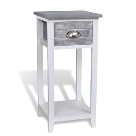 Mesita de noche con 1 cajón gris y blanca de vidaXL, Mesitas de noche - Ref: Foro24-242038, Precio: 49,08 €, Descuento: %