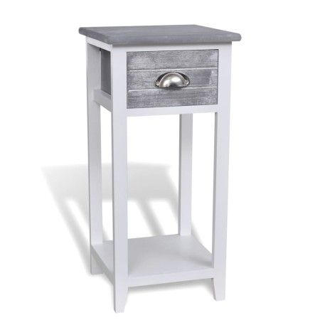 Grau-weißer Nachttisch mit 1 Schublade von vidaXL, Nachttische - Ref: Foro24-242038, Preis: 49,08 €, Rabatt: %