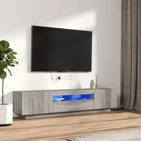 Set muebles TV con LEDs 2 pzas madera contrachapada gris Sonoma de , Muebles TV - Ref: Foro24-3120168, Precio: 109,28 €, Desc...