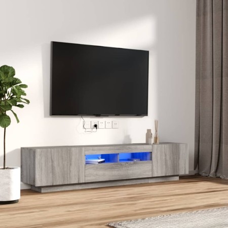 Set muebles TV con LEDs 2 pzas madera contrachapada gris Sonoma de , Muebles TV - Ref: Foro24-3120168, Precio: 114,09 €, Desc...