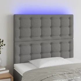 Headboard with LED lights dark gray fabric 100x5x118/128 cm by , Headboards and footboards - Ref: Foro24-3122849, Price: 75,8...