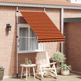 Toldo manual retráctil naranja y marrón 150 cm