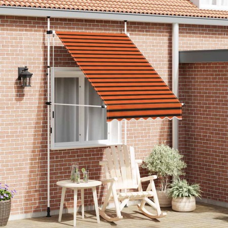 Toldo manual retráctil naranja y marrón 150 cm