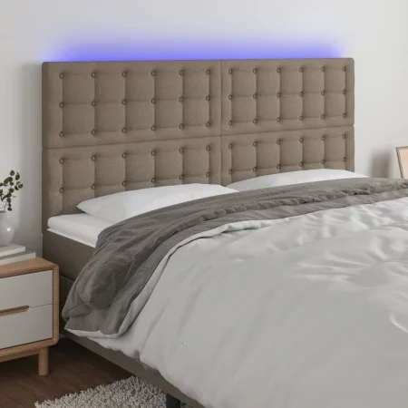 Headboard with LED lights taupe gray fabric 160x5x118/128 cm by , Headboards and footboards - Ref: Foro24-3122868, Price: 122...