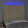 Headboard with LED lights cream fabric 80x5x118/128 cm by , Headboards and footboards - Ref: Foro24-3122837, Price: 75,12 €, ...