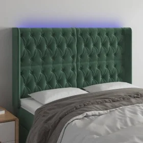 LED-Kopfteil aus dunkelgrünem Samt, 147 x 16 x 118/128 cm von , Kopf- und Fußteile - Ref: Foro24-3124435, Preis: 160,28 €, Ra...