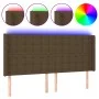 Headboard with LED in dark brown fabric 203x16x118/128 cm by , Headboards and footboards - Ref: Foro24-3124507, Price: 153,73...