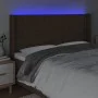 Headboard with LED in dark brown fabric 203x16x118/128 cm by , Headboards and footboards - Ref: Foro24-3124507, Price: 153,73...